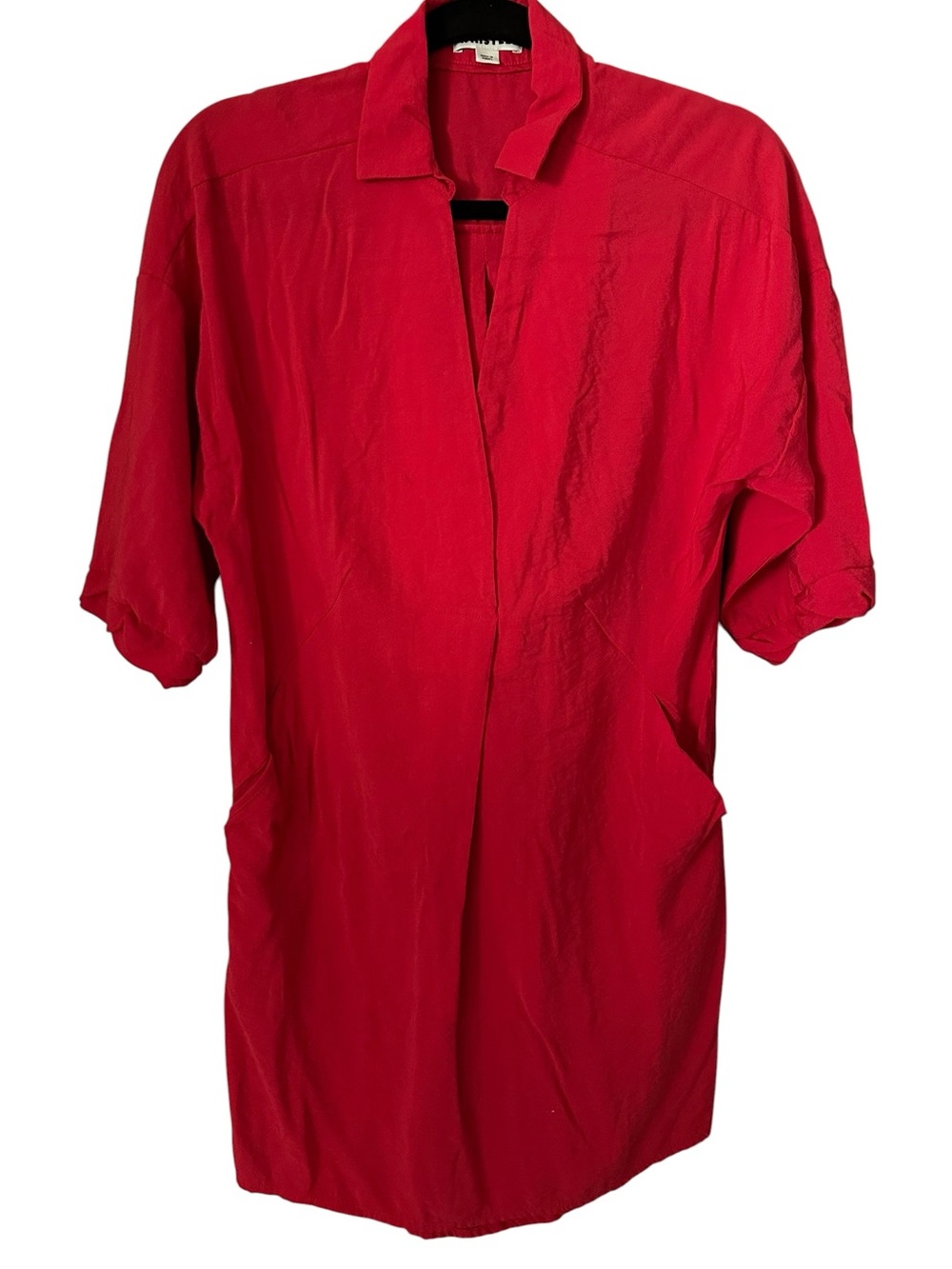 Whistles Red Collared Shirt Dress with Pockets Size Small